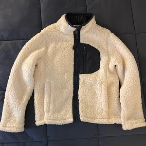 White Sherpa Jacket Lands End Size 4 with Navy Blue Pocket